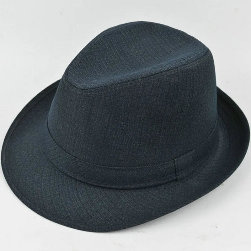 Classic thickened suit material fedora hat for men shown in a selection of available colours.