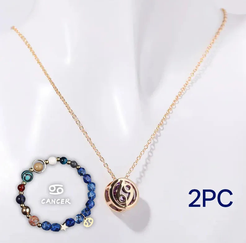 Natural stone beaded necklace and matching bracelet set with adjustable clasp, shown in a style featuring tiger's eye beads.