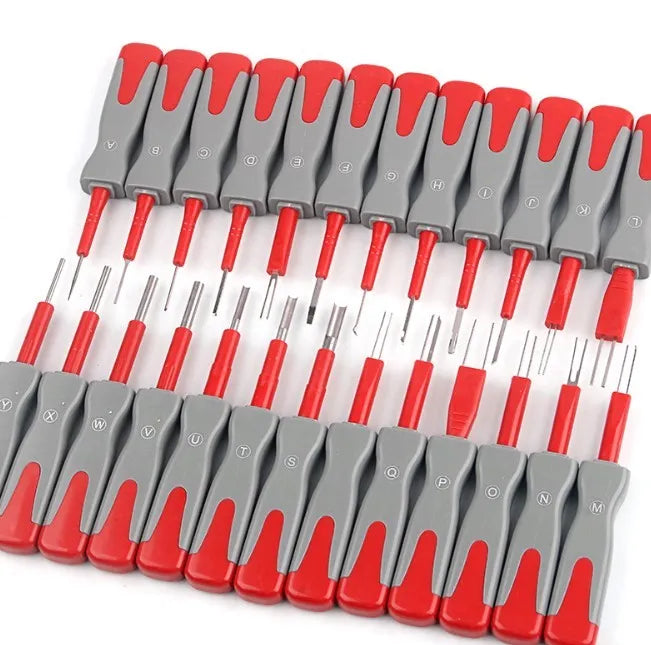 25-piece car terminal removal tool set with pull-out keys for wiring harness disassembly