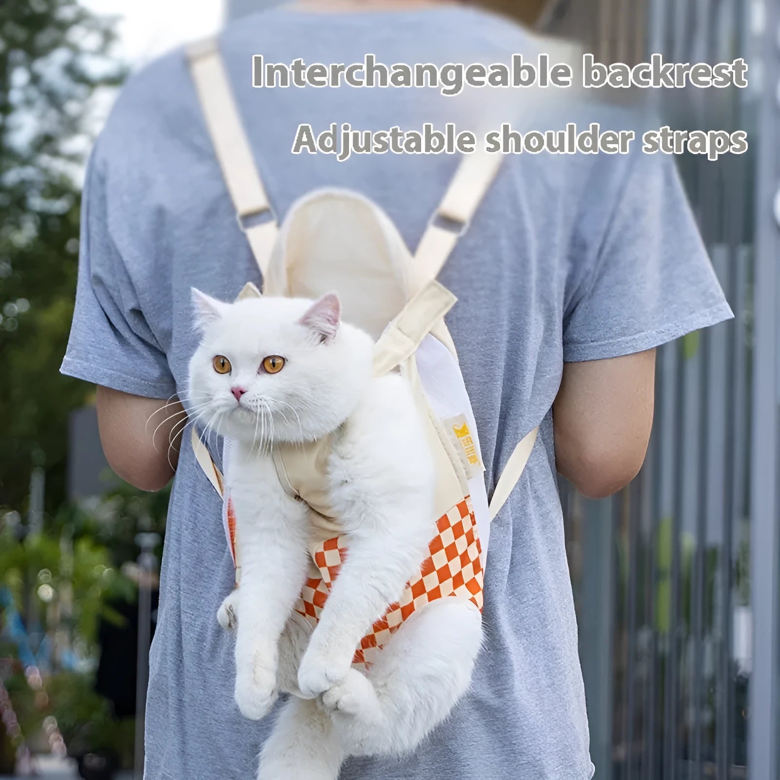 Soft non-woven polyester canvas pet backpack for cat carrying in VC orange colour