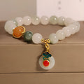 Women's ice jade bracelet with Xiangyun peace jade buckle and pearl decorative elements