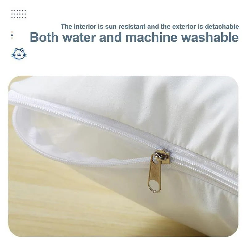 Winter cat sleeping bag bed with removable pillow shown in size Large for pets up to 6kg.