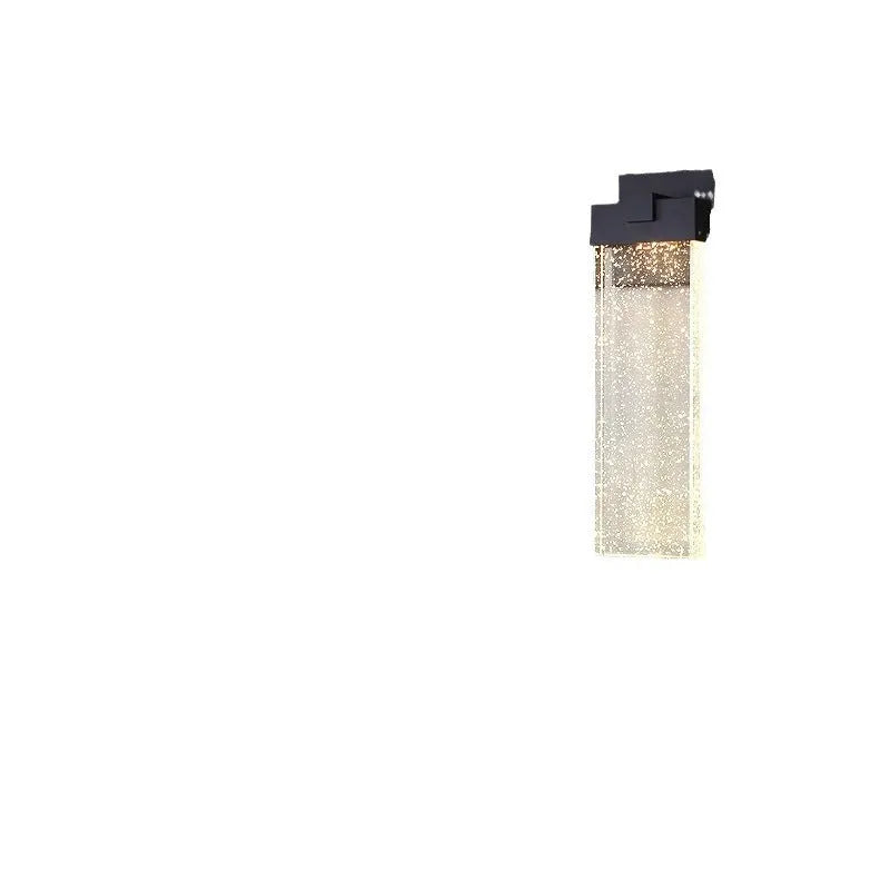 Black stainless steel outdoor LED wall lamp for courtyard or corridor mounting.