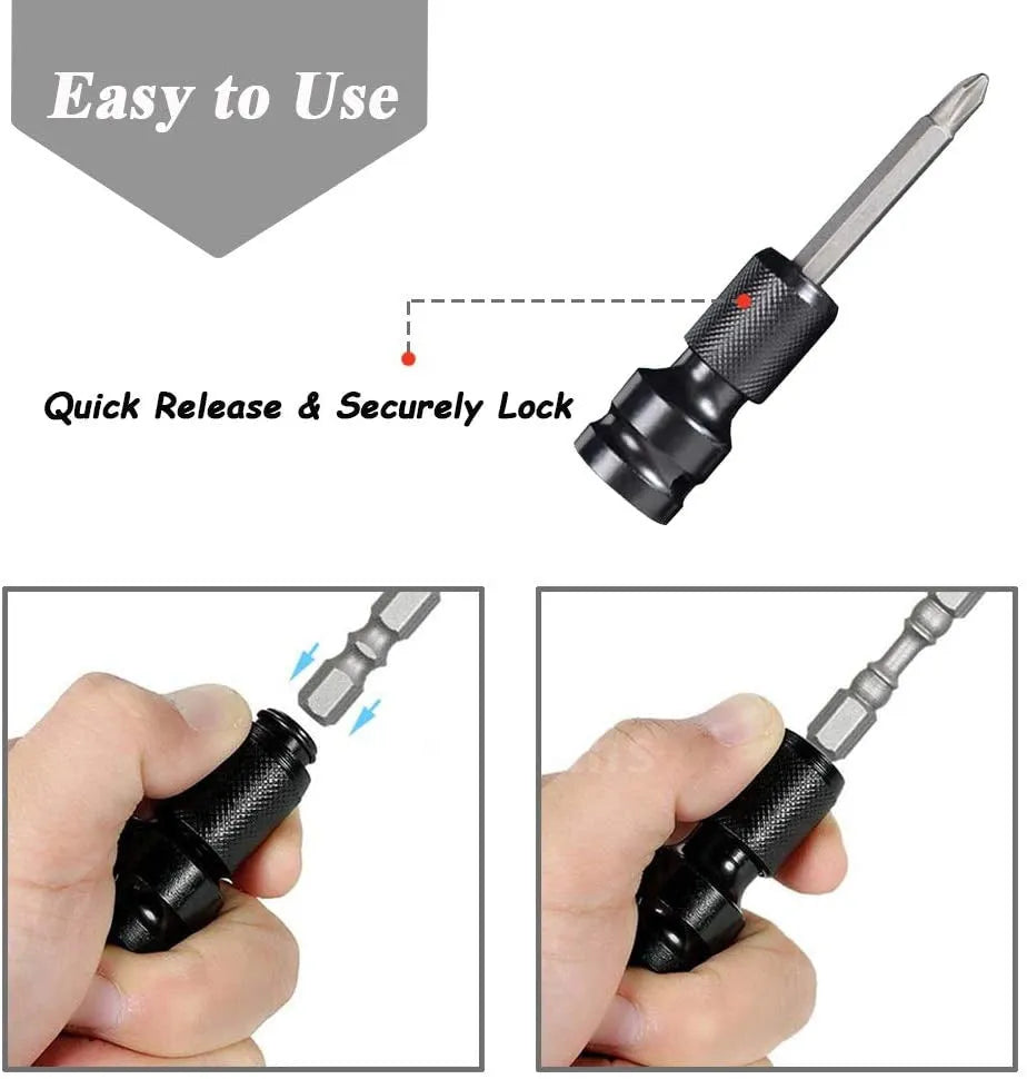 Hexagonal handle scaling bit holder with telescopic sleeve for electric wrench socket adaptation