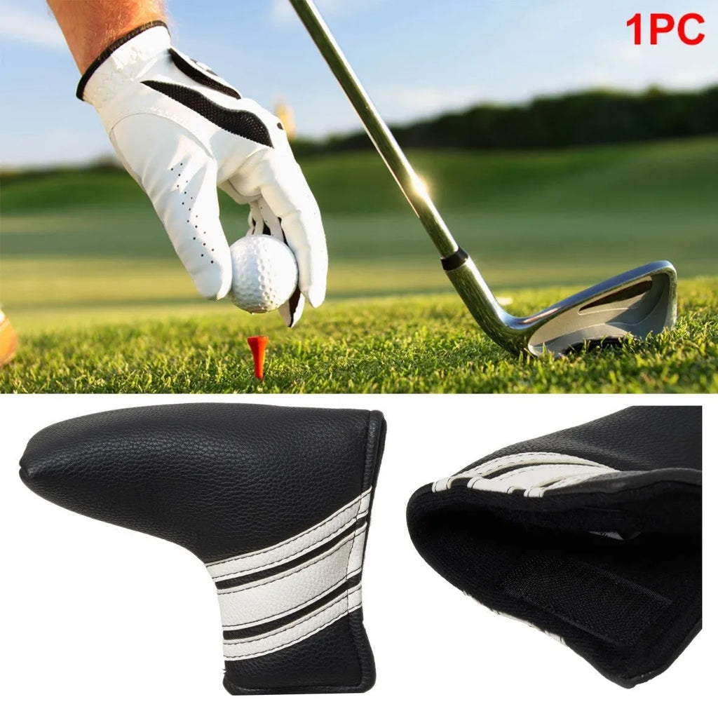 Black PU leather sleeve case for protecting a golf push rod shaft.