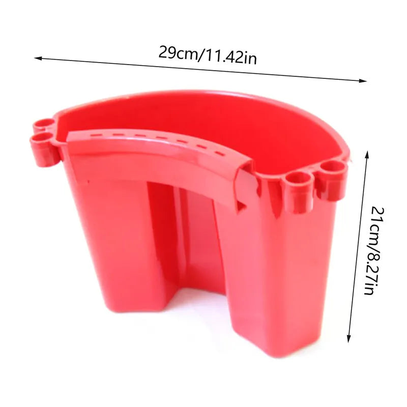 A durable PP plastic car washing bucket available in black, blue, pink, or red.
