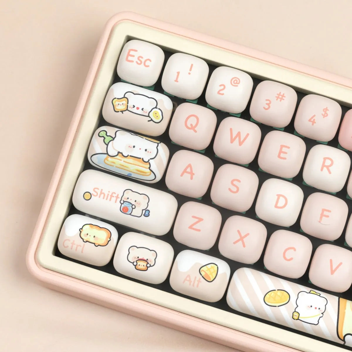 MOG steamed bread keycap set with bread bear theme PBT sublimation for mechanical keyboards