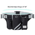Black nylon waterproof waist bag with integrated dog leash system for outdoor training