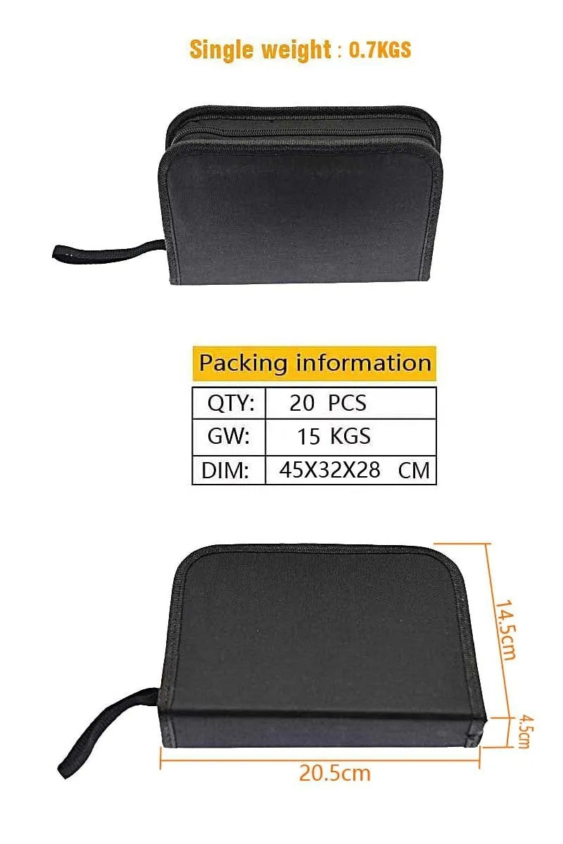 45 steel tyre repair tools in 32x20x5 cm cloth bag for car, motorcycle and bicycle puncture repair