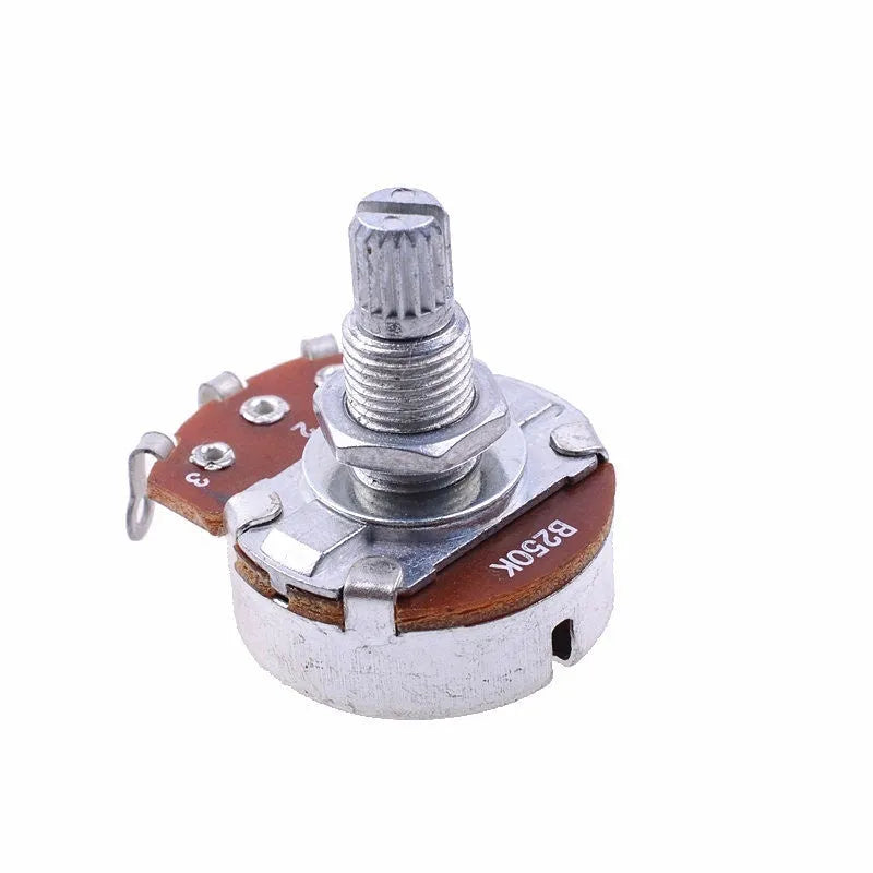 A single metal electric guitar potentiometer knob for tone and volume control replacement.
