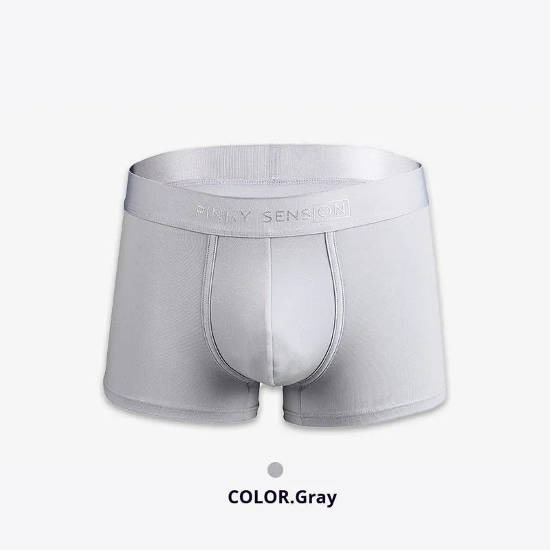Men's solid colour cotton boxer underwear in black, white, silver grey and light green