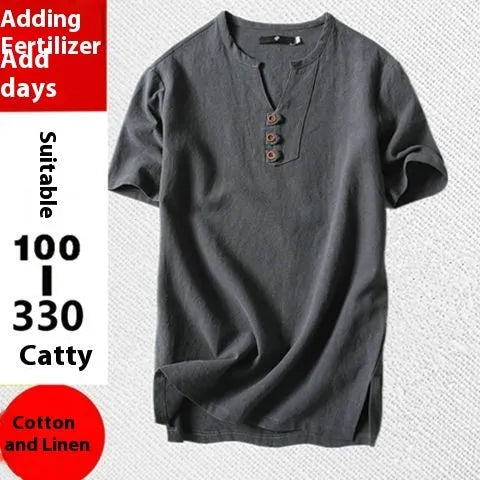 Men's loose cotton T-shirt in apricot colour showing relaxed fit and short sleeves