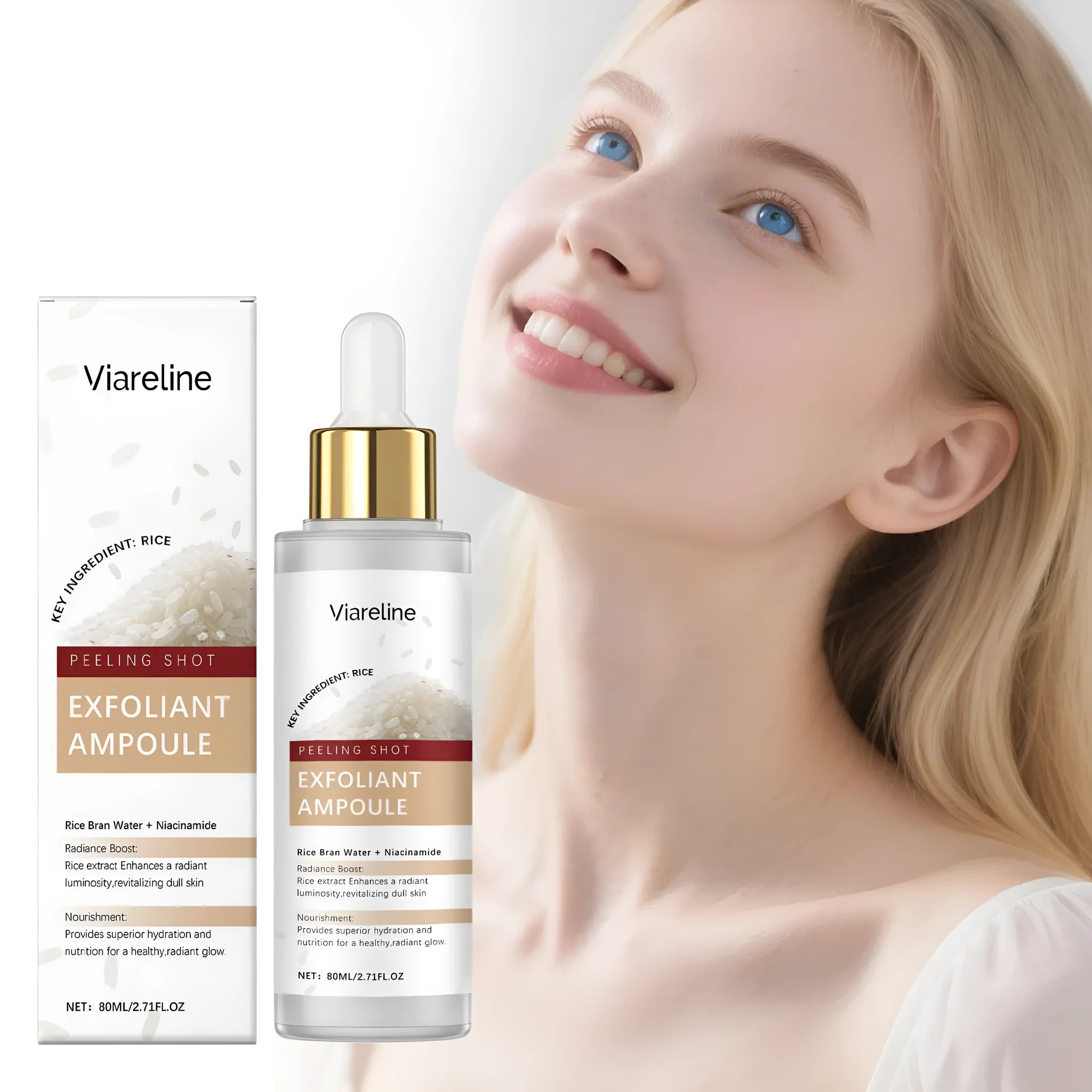 80ml bottle of cleansing nourishing facial moisturising liquid with hyaluronic acid and salicylic acid
