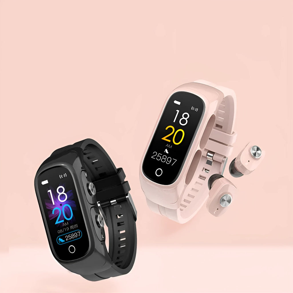 No Chinese N8 smartwatch with Bluetooth headset, touch screen, black TPU strap on wrist for sports use