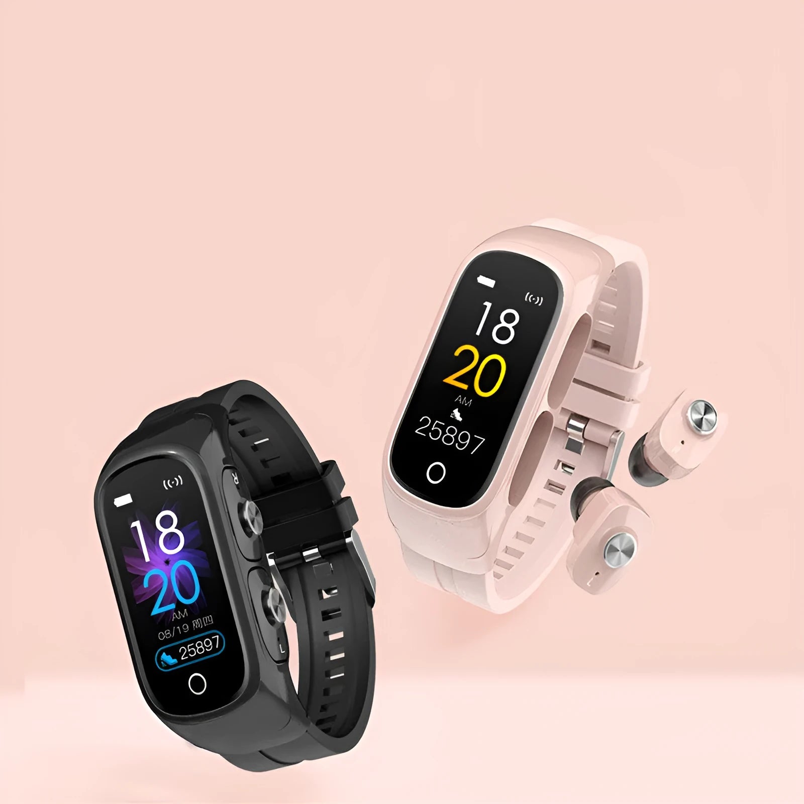 No Chinese N8 smartwatch with Bluetooth headset, touch screen, black TPU strap on wrist for sports use