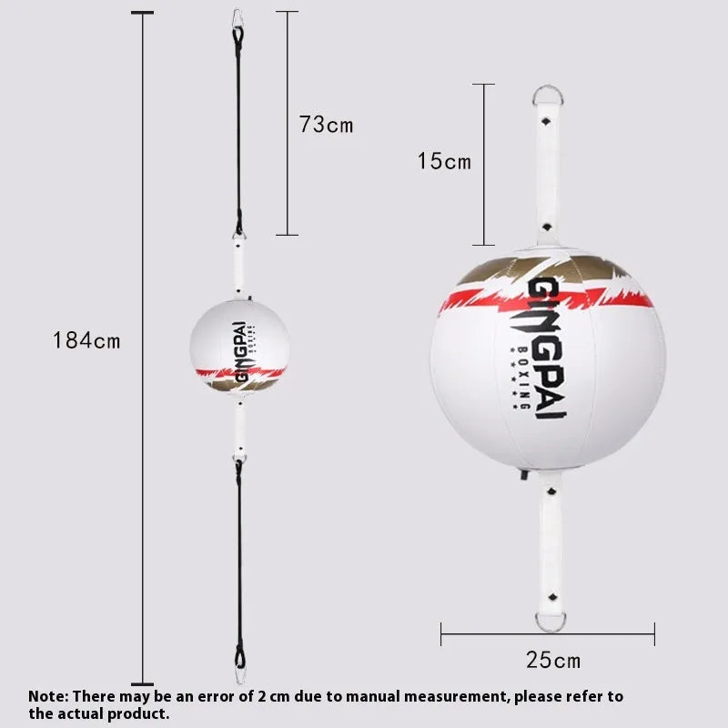 Hanging boxing speed ball for reaction training in black, black and green, or white PU leather.
