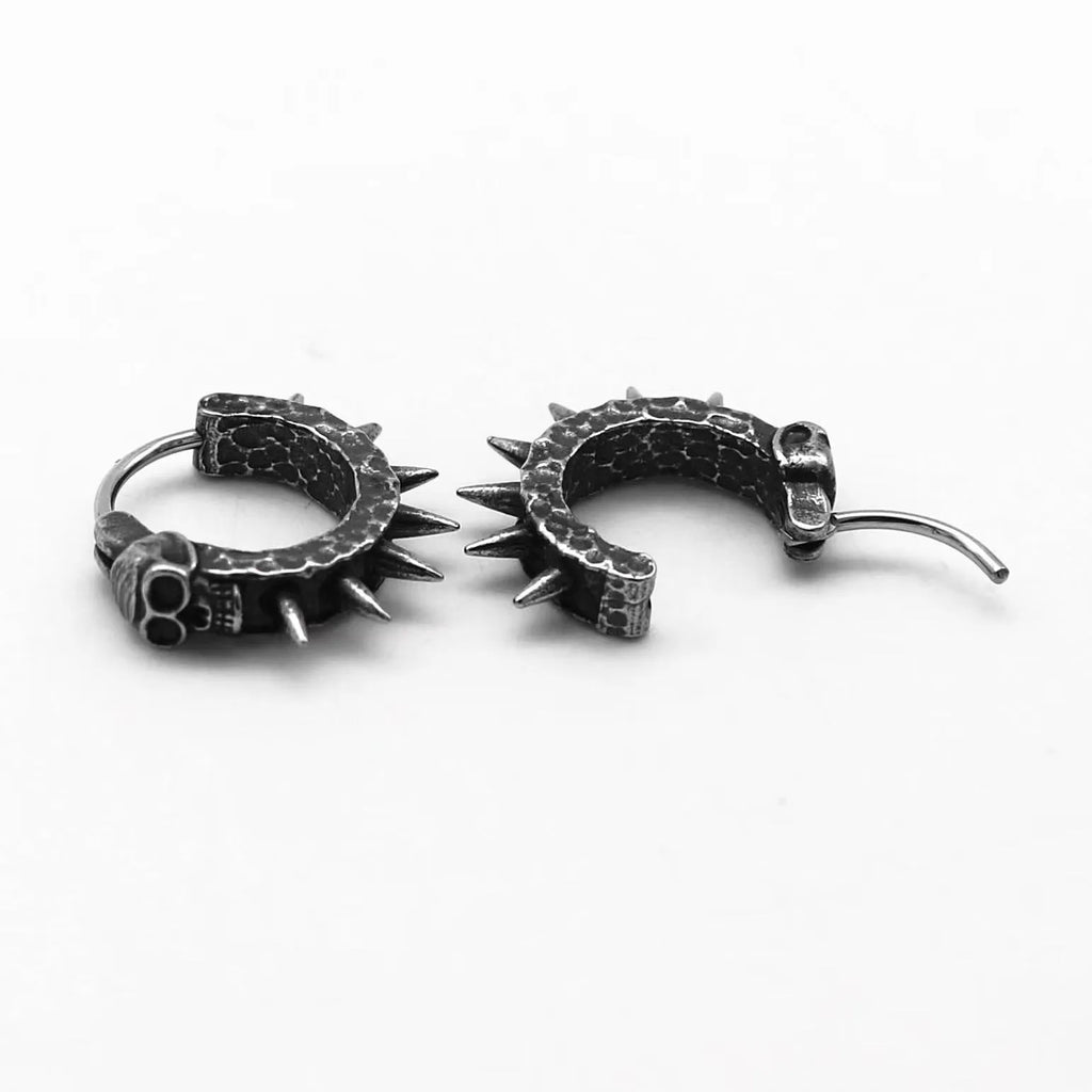 Copper plastic punk motorcycle geometric earrings with retro black colour on alloy construction