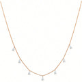 925 silver drop-shaped artificial zircon necklace on an adjustable O-chain, shown in silver, rose gold, and golden yellow finishes.