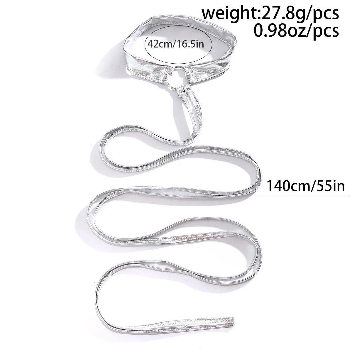 Silver alloy thigh chain with geometric shape and lace-up cross adjustable fastening