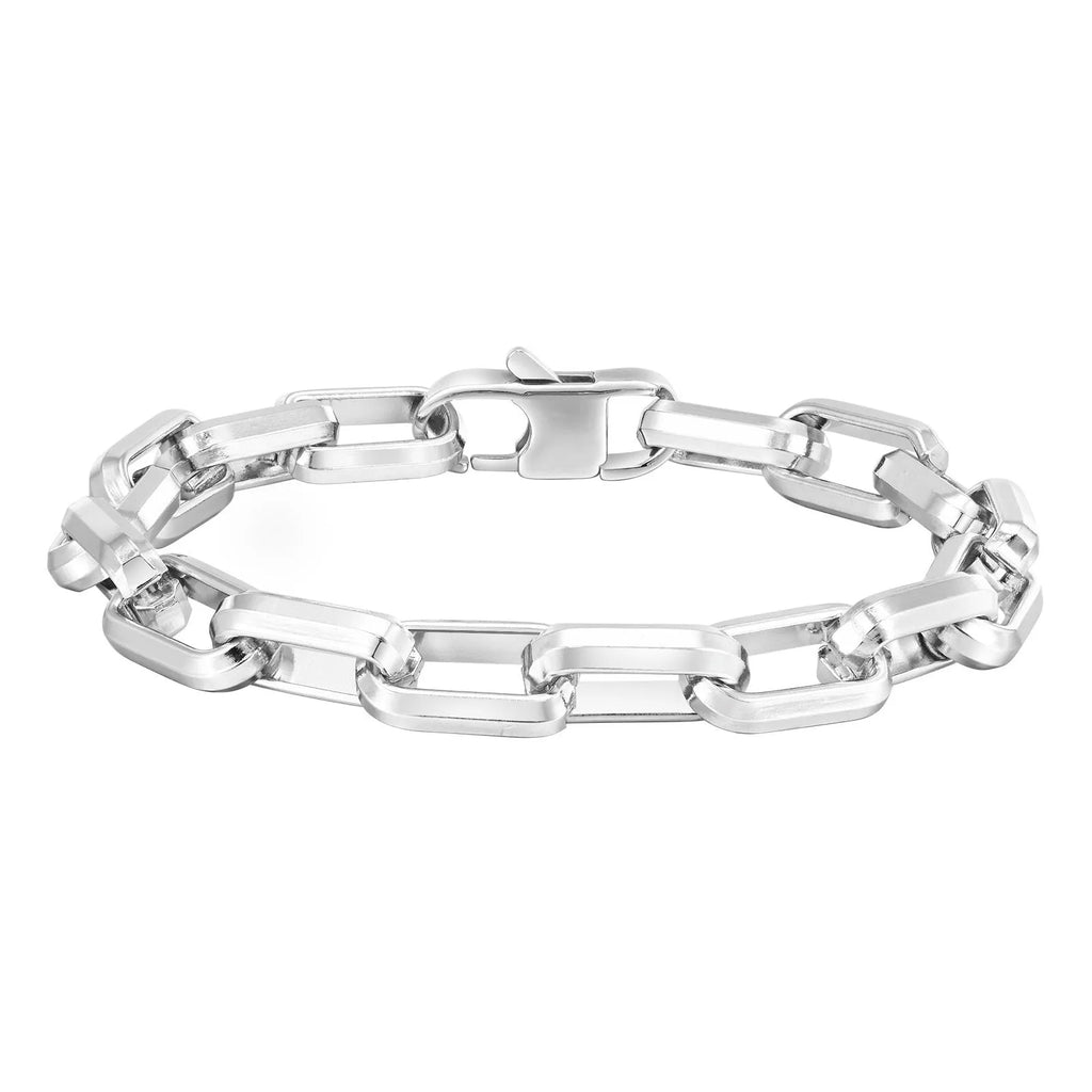 Men's simple square chain titanium steel bracelet in black, gold, retro, and steel colour options.