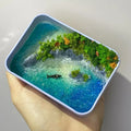 DIY marine landscape handmade model ornament with bamboo construction on iron box peninsula base