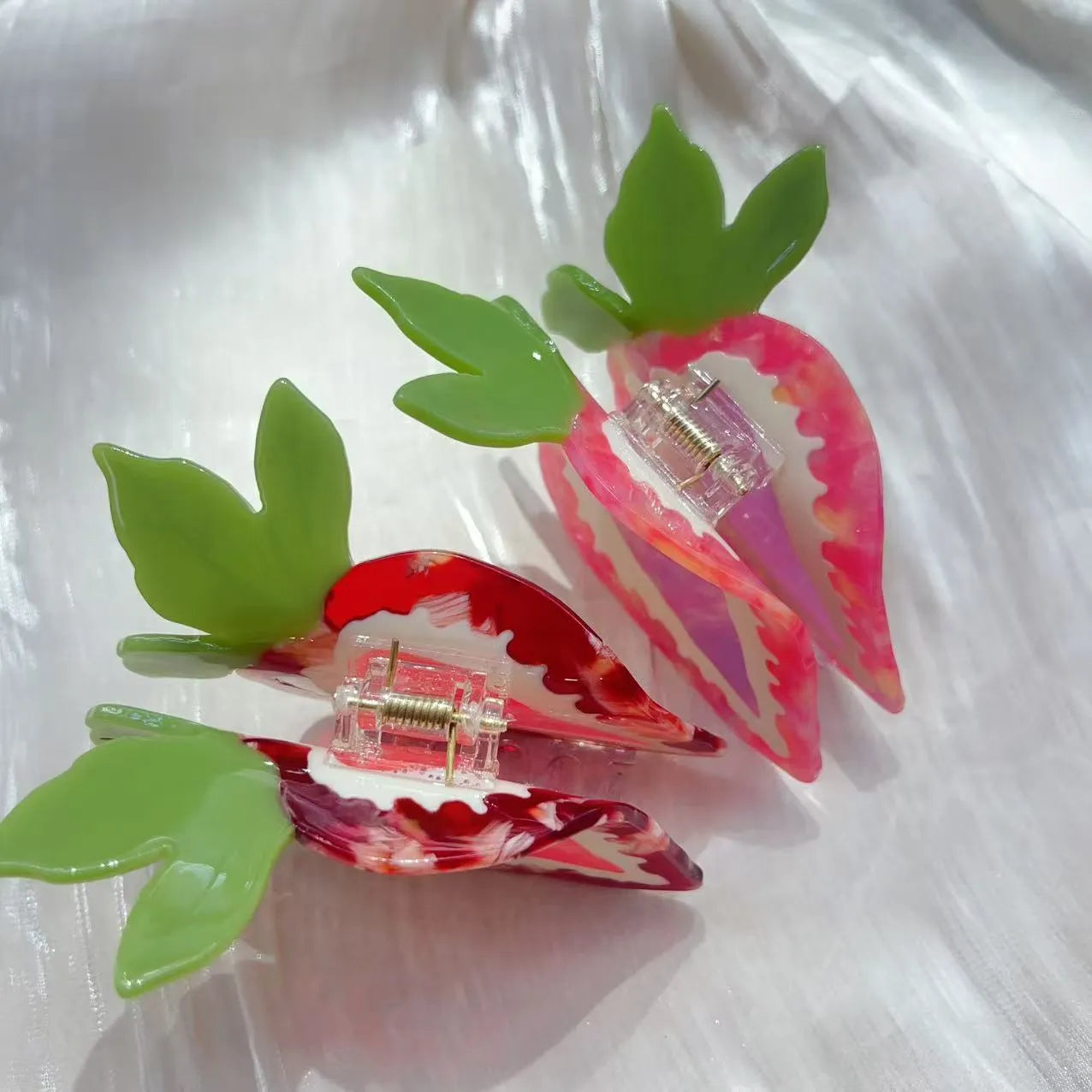 Strawberry hairpin hair clip pastoral style red and pink options hand-made