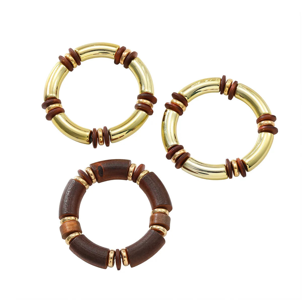 Women's multi-layer wooden necklace and bracelet set with alloy pendant and chain