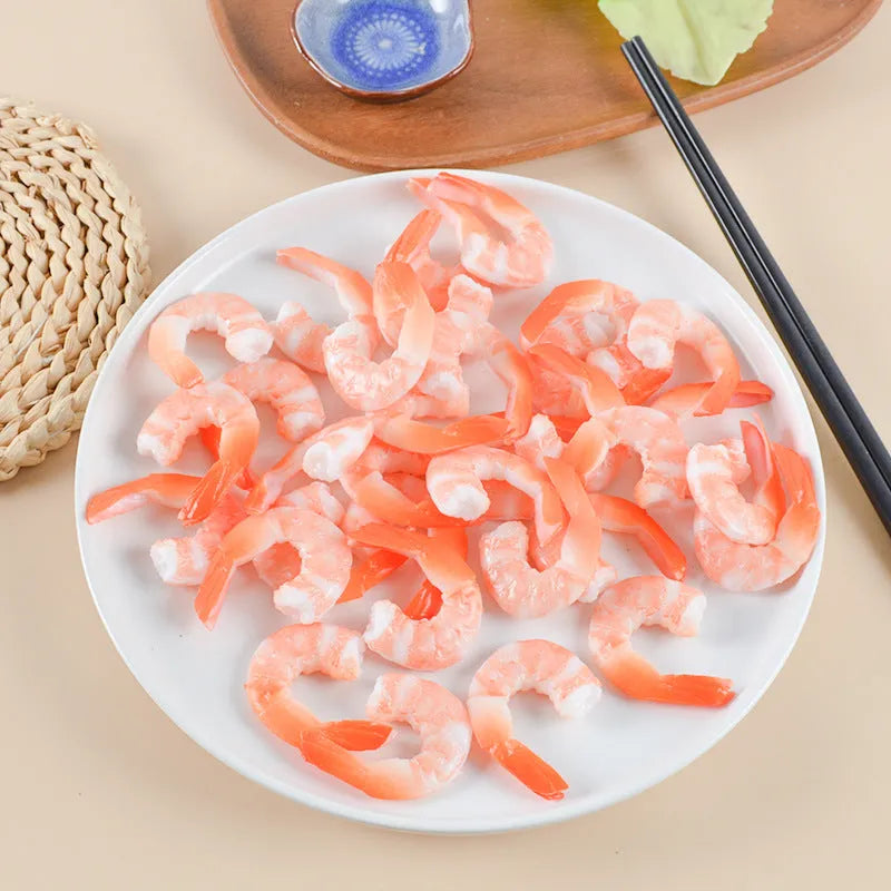 White simulation shrimp PVC keychain with door buckle attachment