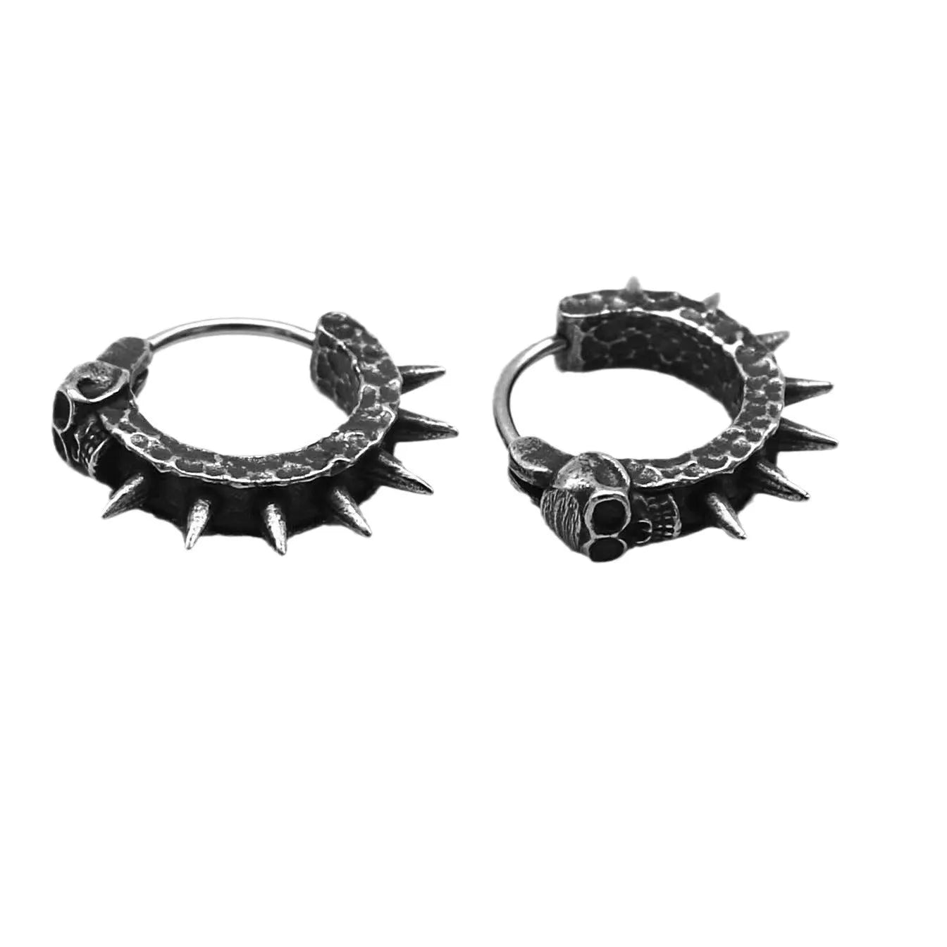 Copper plastic punk motorcycle geometric earrings with retro black colour on alloy construction