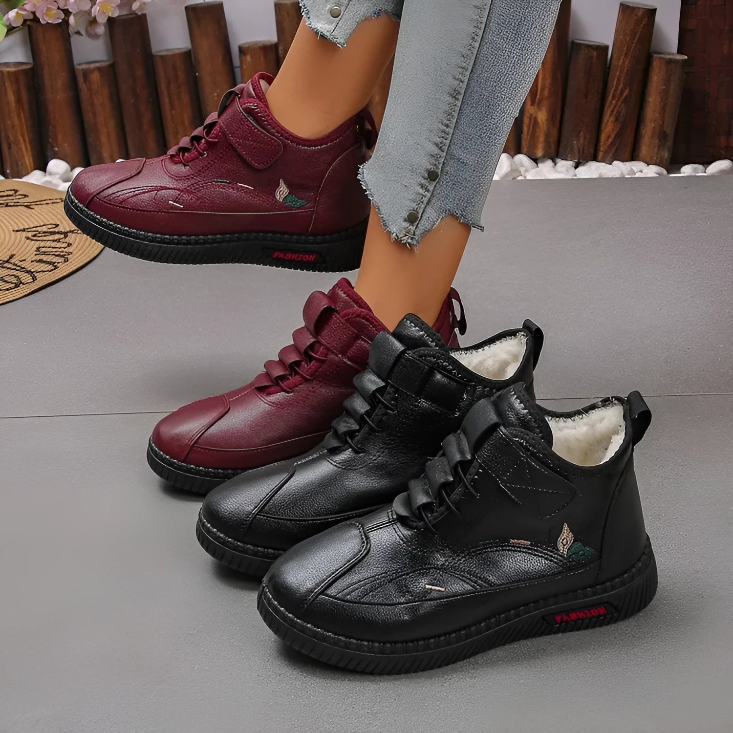 Women's black velvet low-top shoes with a non-slip rubber sole and hollow out design on a white background.