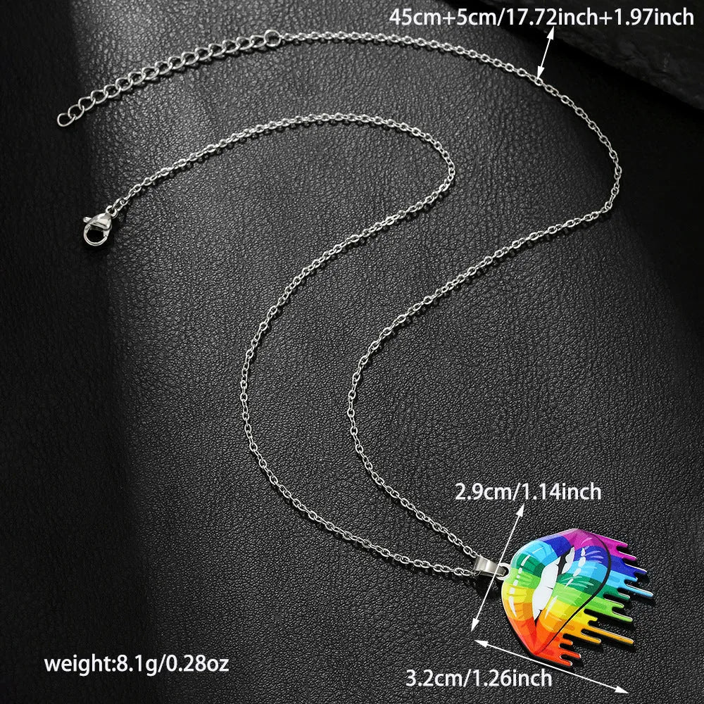 Stainless steel necklace and bracelet set with inspirational colour printing on a regular chain.