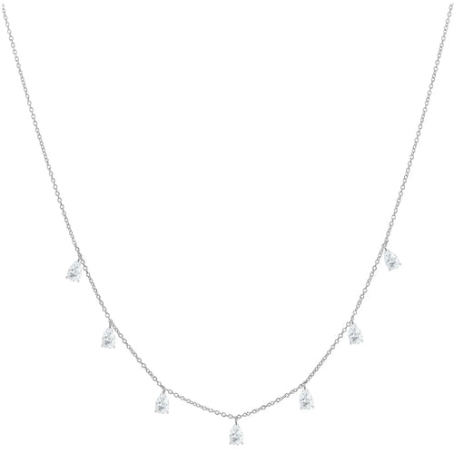 925 silver drop-shaped artificial zircon necklace on an adjustable O-chain, shown in silver, rose gold, and golden yellow finishes.