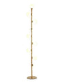 Tall minimalist Nordic style floor lamp with iron frame and glass shade on a stable iron base.
