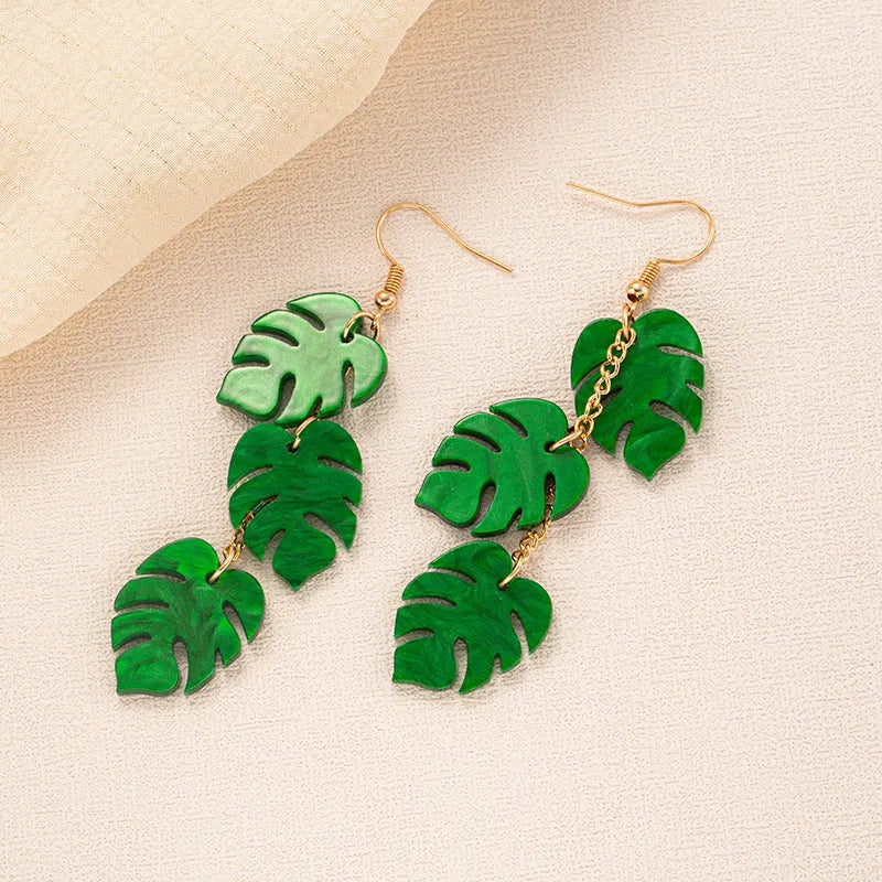 Drop-shaped acrylic earrings in a coconut jackfruit design with an alloy hook, shown in multiple colour variants.