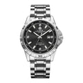 Silver case quartz watch with stainless steel strap and luminous waterproof features