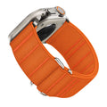 Elastic nylon Apple Watch replacement strap with stainless steel buckle in multiple colour options.