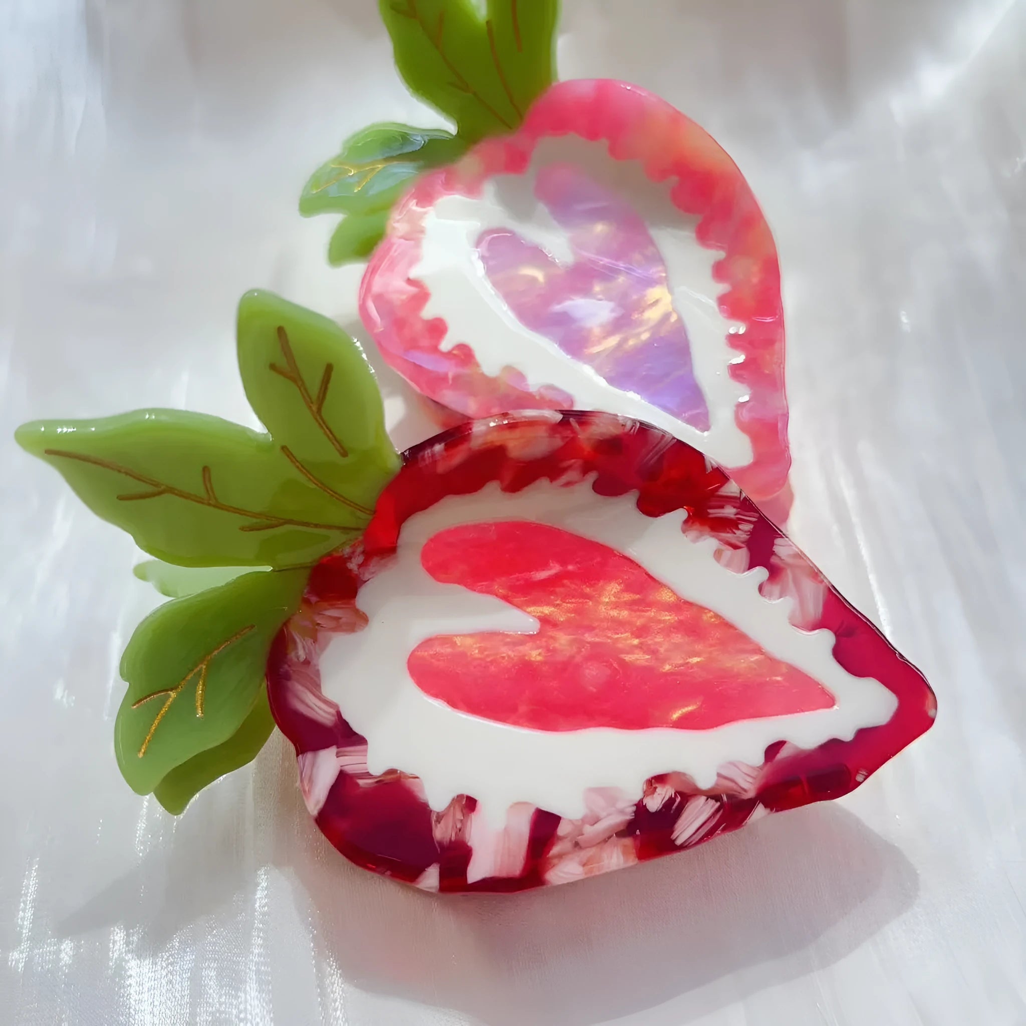 Strawberry hairpin hair clip pastoral style red and pink options hand-made