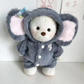 Grey elephant plush jumpsuit costume for a 30cm Lina bear doll.