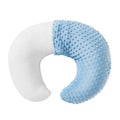 Grey nursing pillow with raised spill guard edge on a white background.