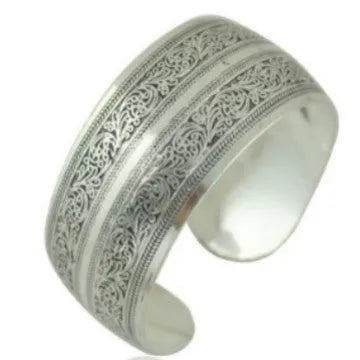 Open carved Miao ethnic bracelet with Roman shape in alloy material showing turtle design
