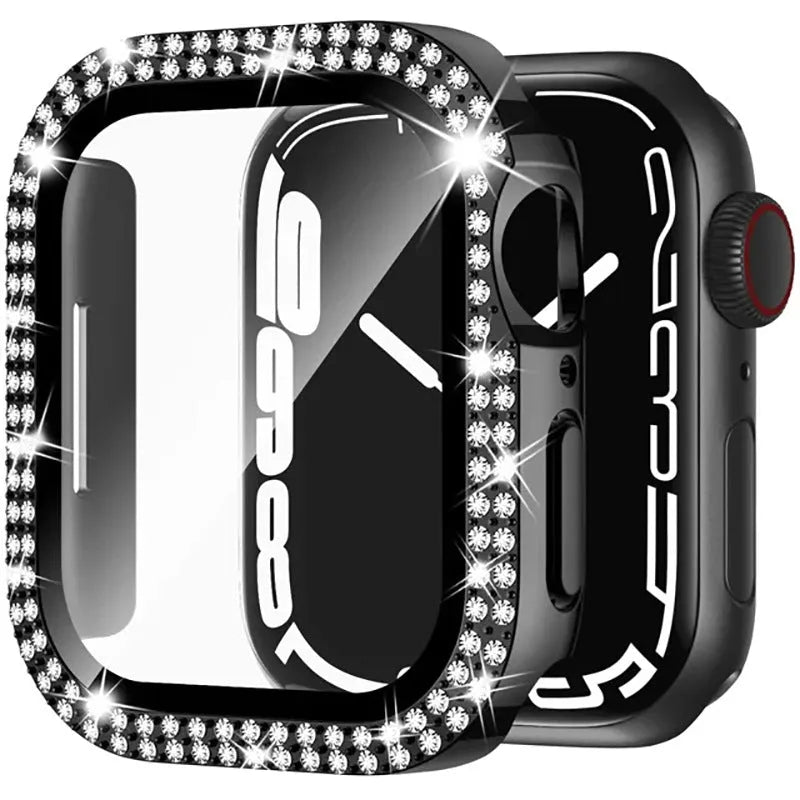 Apple Watch case with double diamond glass peep-proof protection in multiple colour options
