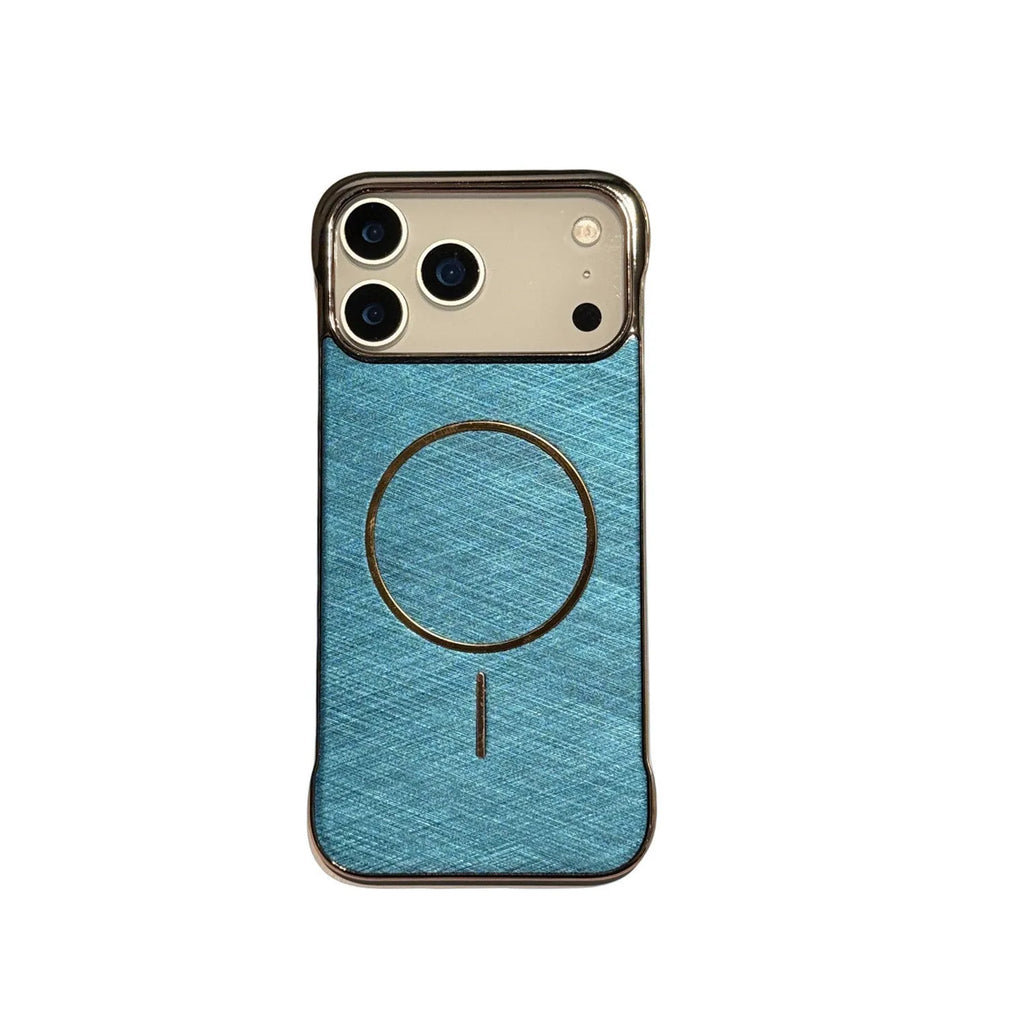 Electroplating frameless magnetic phone case for iPhone 17 in multiple colours showing half pack design