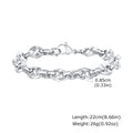 Men's thick handmade stainless steel chain bracelet with geometric links in steel colour.