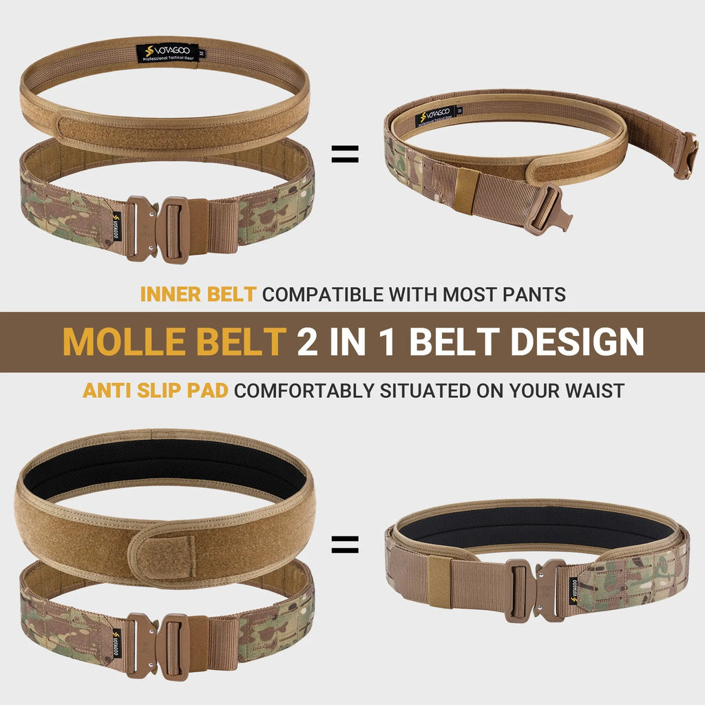 2-inch wide laser-cut nylon waist belt with an alloy quick-release buckle in black, shown on a mannequin.