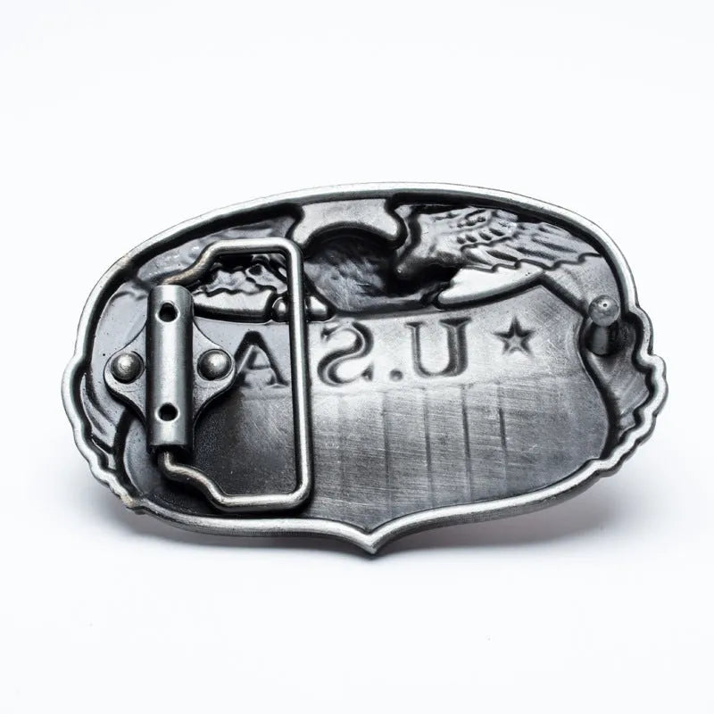 Zinc alloy belt buckle with eagle design, smooth fastening, fits 3.8-4 cm wide belts