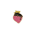 Alloy metal brooch showing a cute cat figure with a strawberry cake and dripping oil decoration.