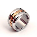 Gold titanium steel knuckle ring with ultra-wide tail and rotatable design
