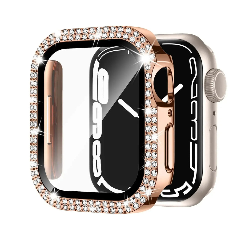 Apple Watch case with double diamond glass peep-proof protection in multiple colour options