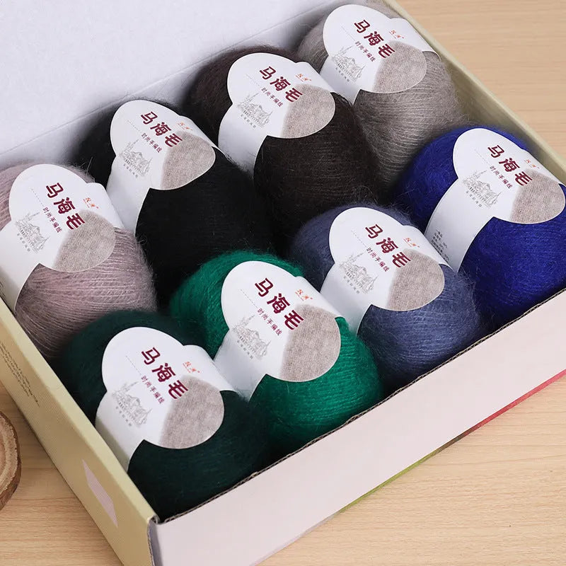 Mohair wool ball for DIY scarf making in various colour options with 20-30g weight