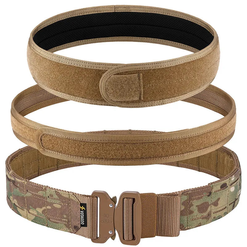 2-inch wide laser-cut nylon waist belt with an alloy quick-release buckle in black, shown on a mannequin.